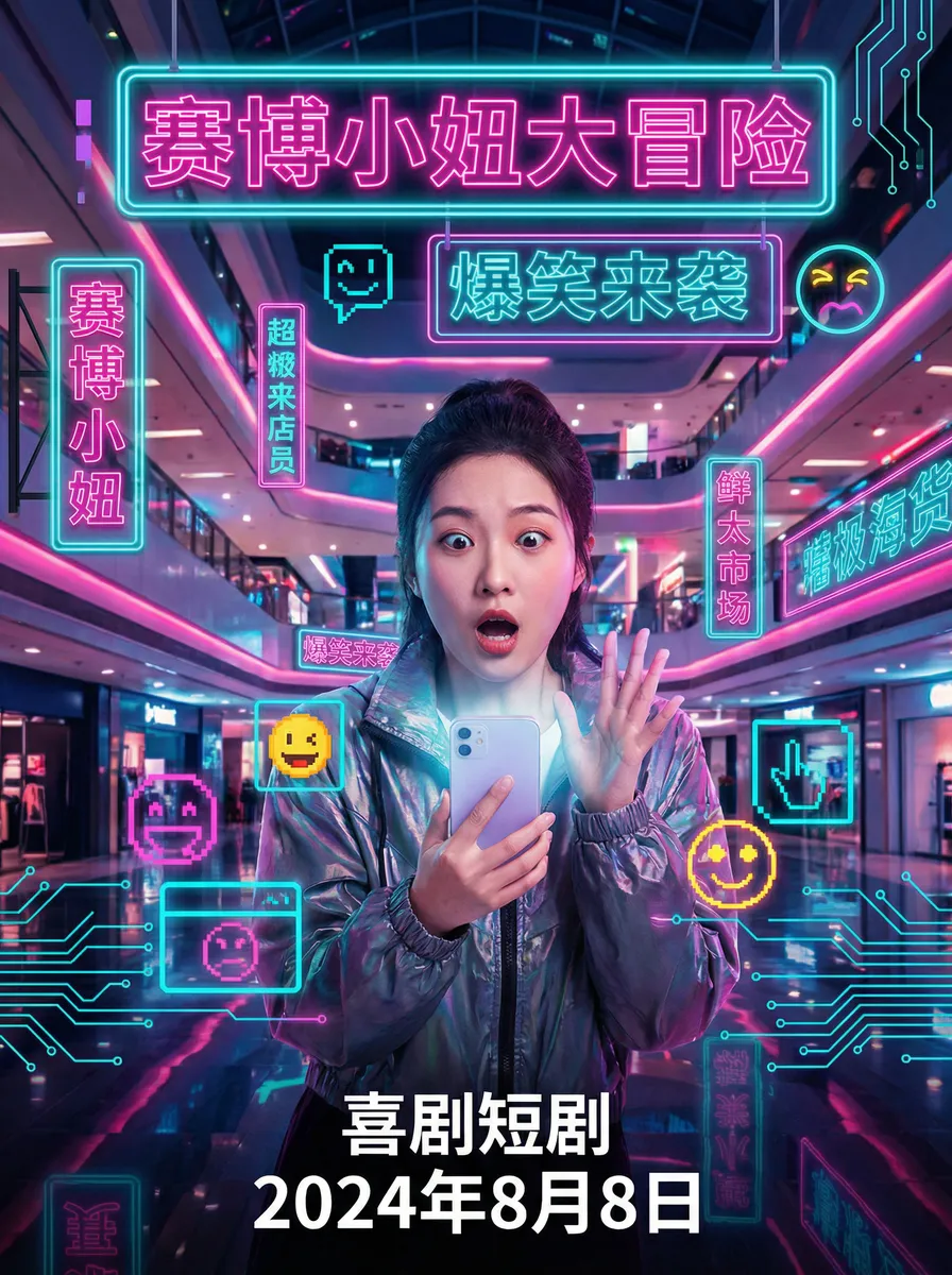 企鹅冰海大战 搞笑喜剧短剧 - 赛博小妞大冒险海报